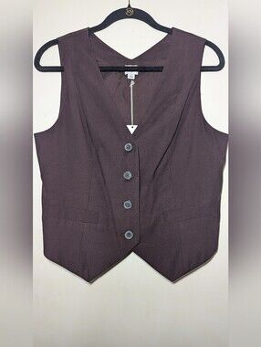 a new day. Classic Women's Dark Purple Button-Front Vest